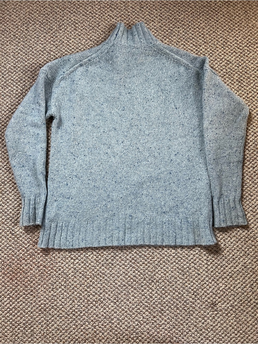 J. Crew W Oversized Blue Speckled Turtleneck Wool Blend (70/30) Sweater Sz S